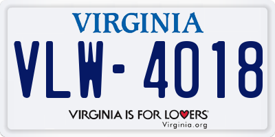 VA license plate VLW4018