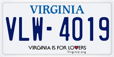 VA license plate VLW4019