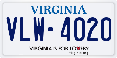 VA license plate VLW4020