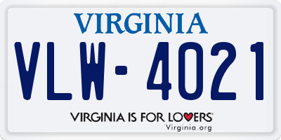 VA license plate VLW4021