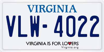 VA license plate VLW4022