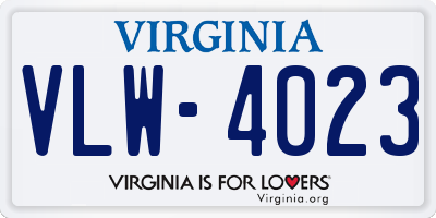 VA license plate VLW4023