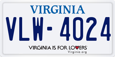 VA license plate VLW4024