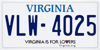 VA license plate VLW4025