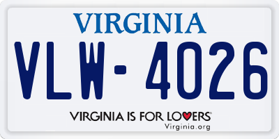 VA license plate VLW4026