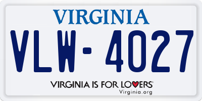 VA license plate VLW4027