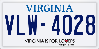 VA license plate VLW4028