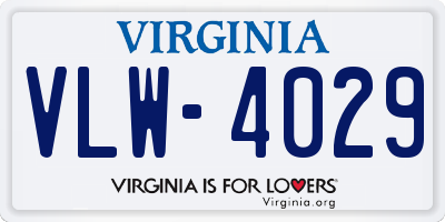 VA license plate VLW4029