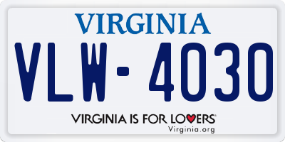 VA license plate VLW4030