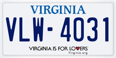 VA license plate VLW4031