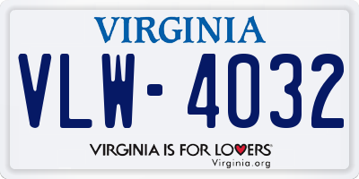 VA license plate VLW4032