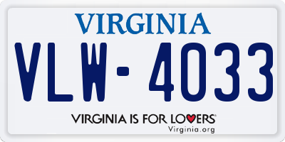 VA license plate VLW4033