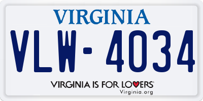 VA license plate VLW4034