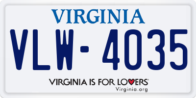 VA license plate VLW4035