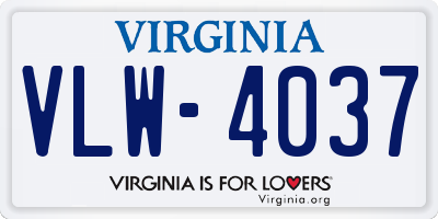 VA license plate VLW4037