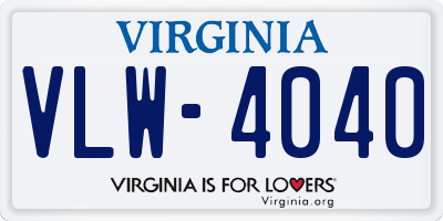 VA license plate VLW4040