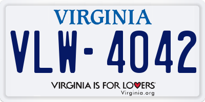 VA license plate VLW4042