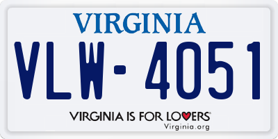 VA license plate VLW4051