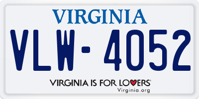 VA license plate VLW4052