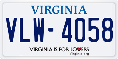 VA license plate VLW4058