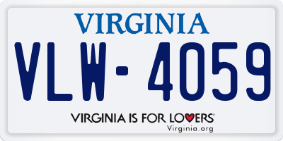 VA license plate VLW4059