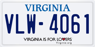 VA license plate VLW4061