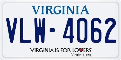 VA license plate VLW4062