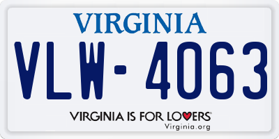 VA license plate VLW4063