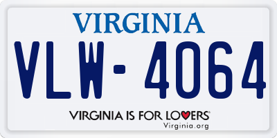 VA license plate VLW4064