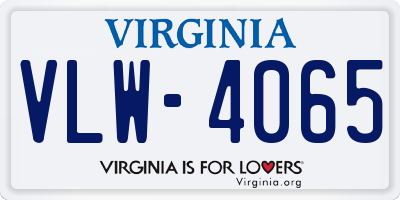 VA license plate VLW4065