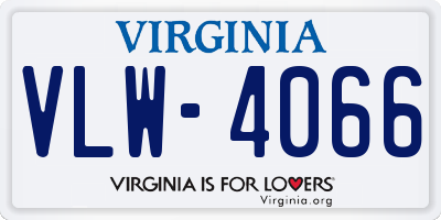 VA license plate VLW4066