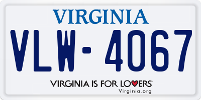 VA license plate VLW4067