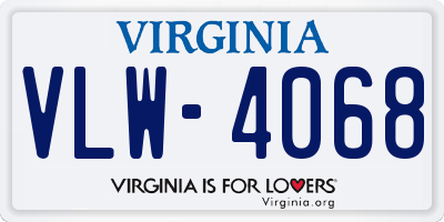 VA license plate VLW4068