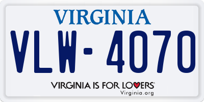 VA license plate VLW4070