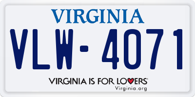 VA license plate VLW4071