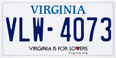 VA license plate VLW4073