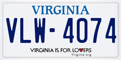 VA license plate VLW4074