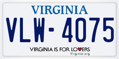 VA license plate VLW4075