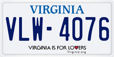 VA license plate VLW4076