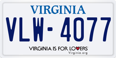 VA license plate VLW4077