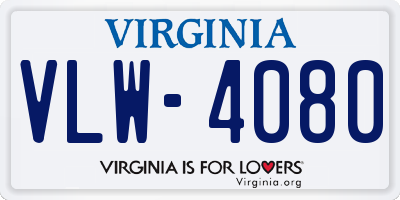 VA license plate VLW4080