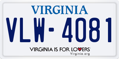 VA license plate VLW4081