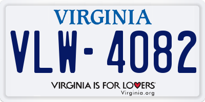 VA license plate VLW4082