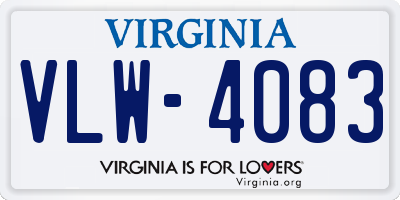 VA license plate VLW4083