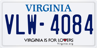 VA license plate VLW4084