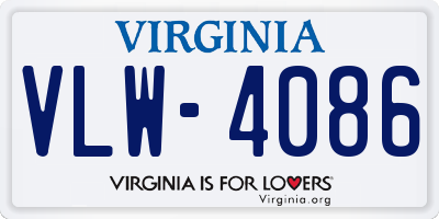 VA license plate VLW4086