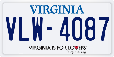 VA license plate VLW4087