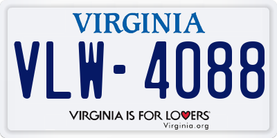 VA license plate VLW4088