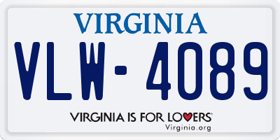 VA license plate VLW4089