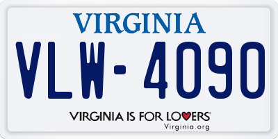 VA license plate VLW4090